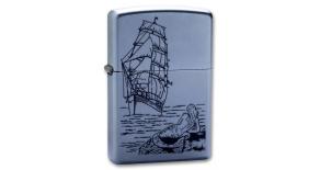 Зажигалка ZIPPO Mermaid, с покрытием Satin Chrome™, латунь/сталь, серебристая, матовая, 36x12x56 мм